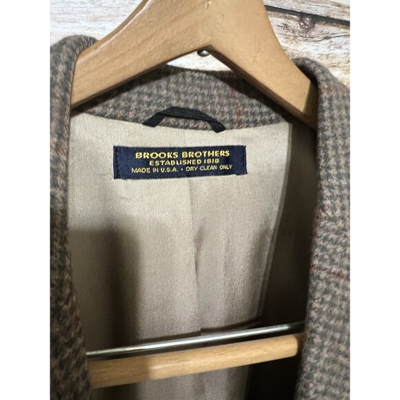 Vintage Brooks Brothers 100% Camel Hair Blazer Houndstooth Suit Jacket 43R - Picture 2 of 14